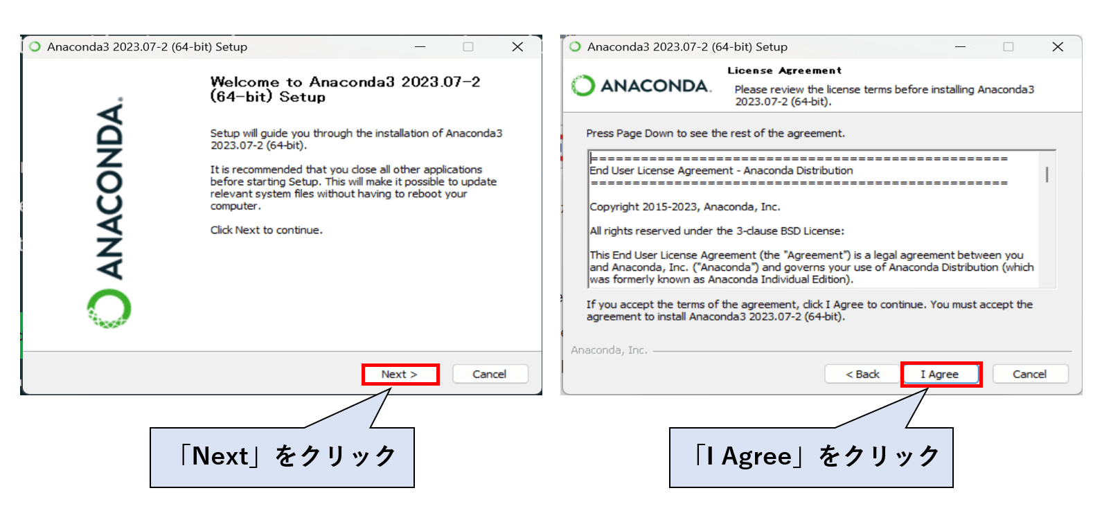 Anaconda ライセンス 同意